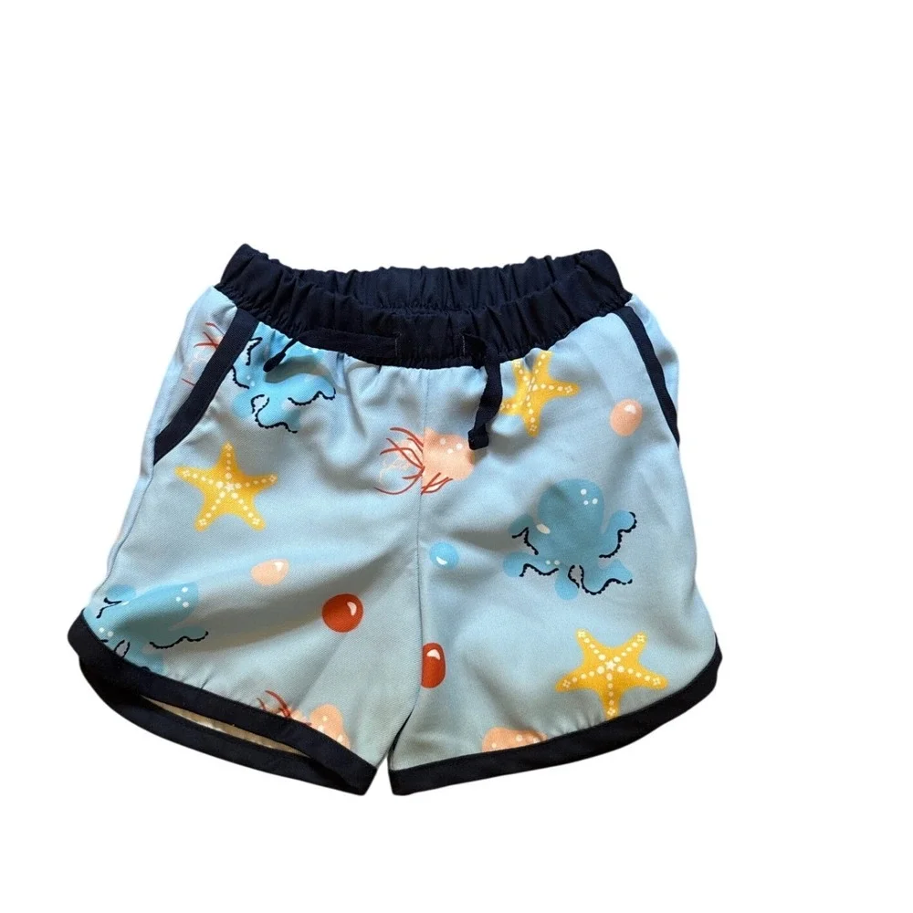 Monica + Andy‎ Swim Trunks Kids Blue Under the Sea Octopus Starfish SIZE 9-12M
